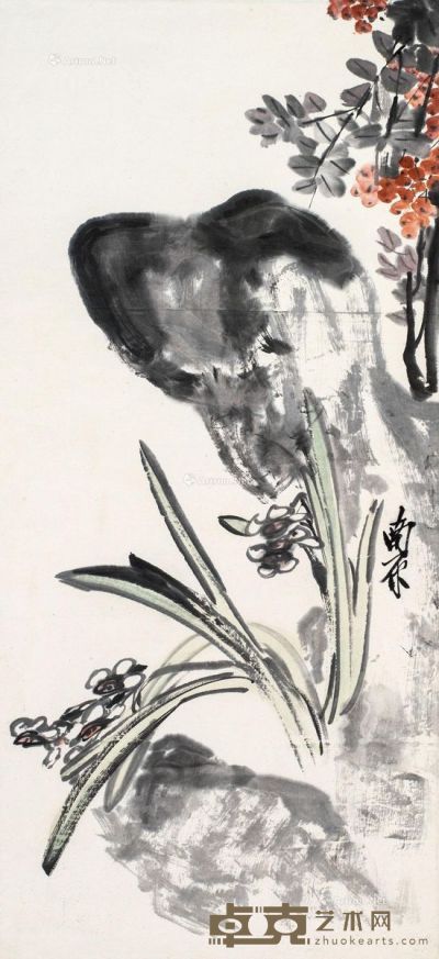 陈子庄 水仙天竺图 39×85cm