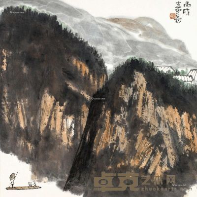陈寿岳 归渔图 34.5×34.5cm