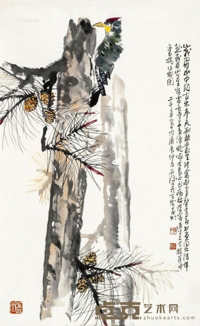 李道熙 啄木鸟 59×96cm