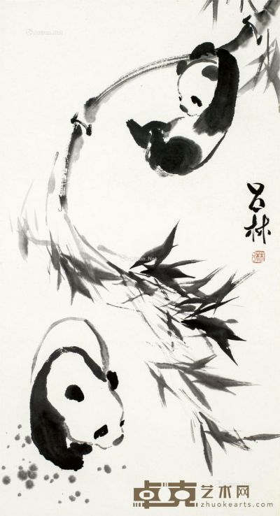 吕林 熊猫 49.5×92.5cm