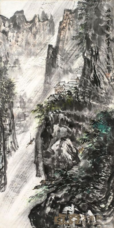 吴一峰 巫峡风雨 34×68cm