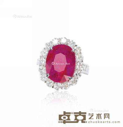 9.022克拉天然红宝石配钻石戒指 