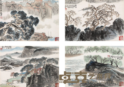 陆晓波 山水四屏 32×22×4cm