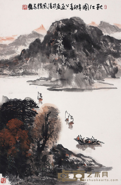郭公达 秋江图 70×45cm