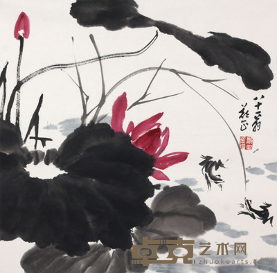 郑正 荷趣 61×61cm