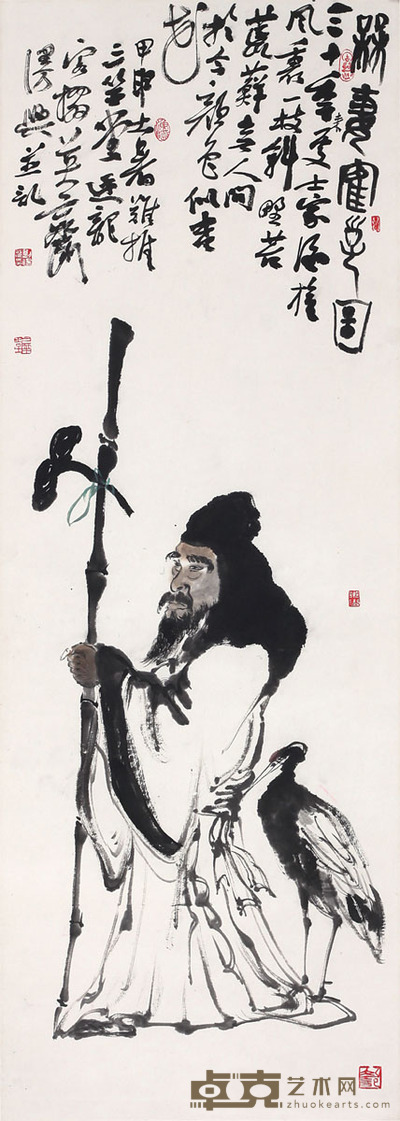 刘廷龙 梅妻鹤子图 97×35cm