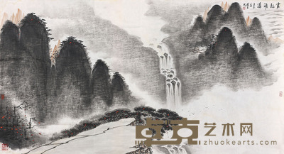 陈廷友 云起飞瀑 178×95cm