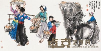 史国良 早市图 68×136.5cm