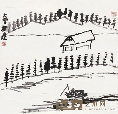 朱新建 寒山独钓 69.5×69.5cm