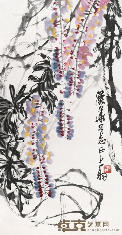 陈大羽 紫藤图 89×47cm