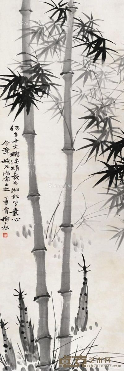 柳子谷 清竹图 120×41cm