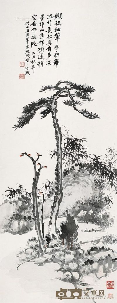 潘达微 松石图 111.5×43cm