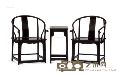 包天伟《方正雅韵·金黑檀休闲椅》 椅64×57×108cm；茶几43×47×62cm
