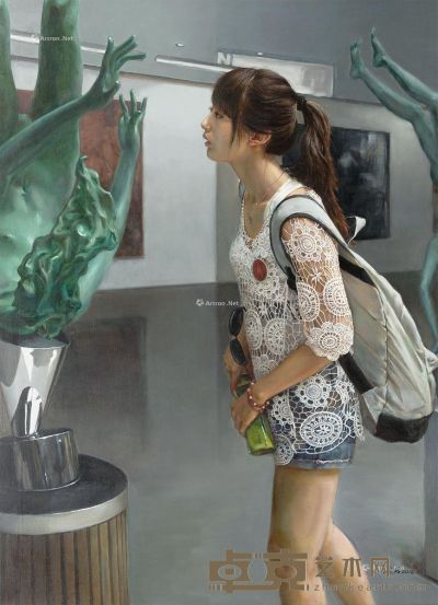 杨健男 美术馆里的女孩 126×90cm