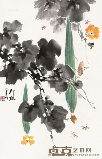 萧朗 果蔬草虫 68×44cm