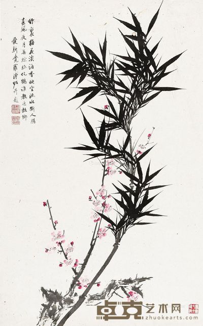 溥佐 梅竹双清 88×56cm