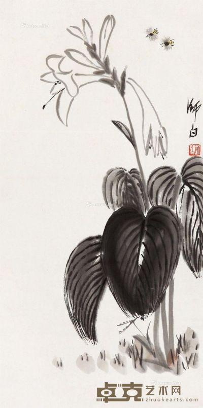 娄师白花卉 68×35cm