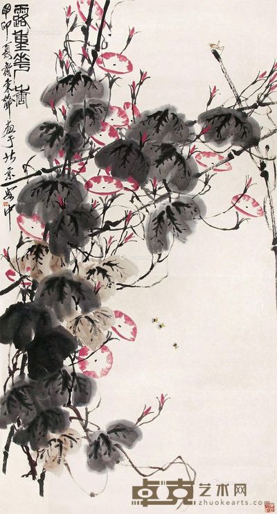 齐秉声丁卯(1987)年作露重花香 179×95cm