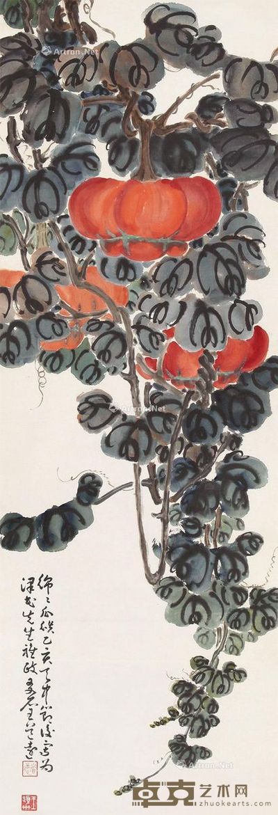 王友石乙亥(1935)年作绵绵瓜瓞 118.5×40.5cm