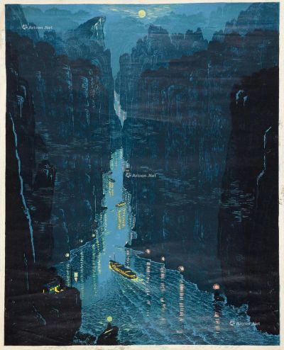 胡定宇1986年作珍珠路—三峡夜航