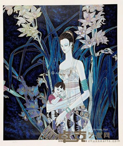 丁绍光花丛少女 72×61cm