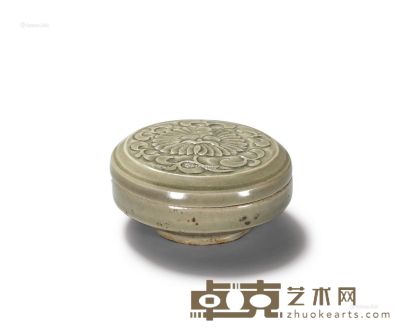 宋 耀州窑  刻花菊花纹粉盒 口径7.5cm