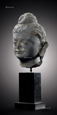 西元2/3世纪 犍陀罗 灰片岩雕佛陀头像