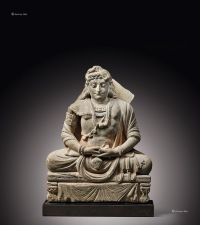 西元2/3世纪 犍陀罗 灰片岩雕弥勒菩萨坐像