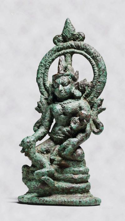 西元8/9世纪 东北印度 帕拉王朝 铸青铜鬼母子坐像
