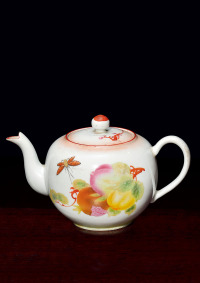 近代 福禄寿图茶壶