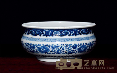 清中期 缠枝纹青花香炉 高:11.5cm 口径:24.5cm