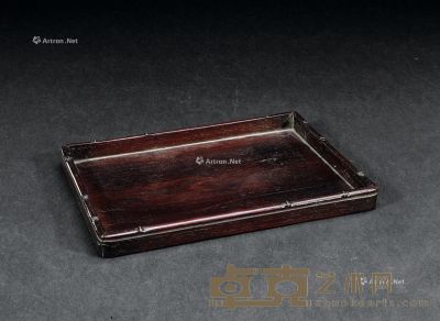 清 红木雕竹节独板茶盘 长28.5cm；宽20cm