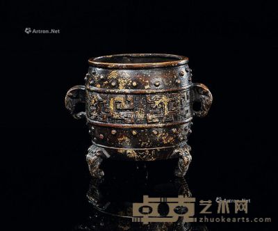 清 洒金螭龙纹琴炉 高6cm;直径5cm
