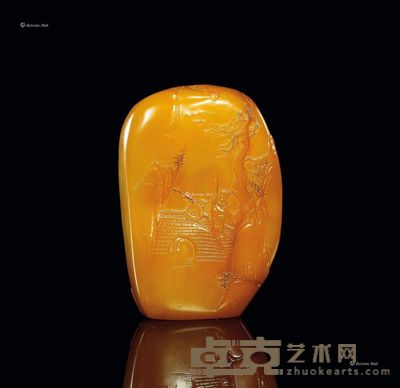 田黄雕松下高士图印材 --