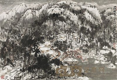 崔如琢2007年作山村晓雪 72×105cm