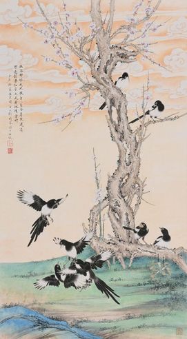 吕大卫2012年作梅雀图