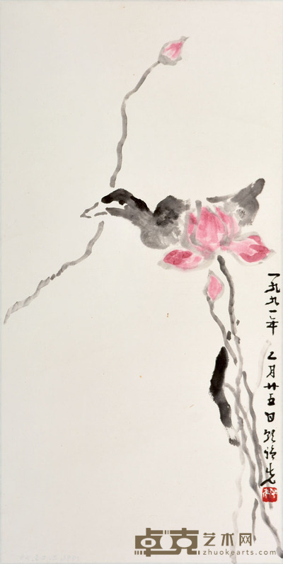 顾强先 写意花鸟 68×34cm 约2.12平尺