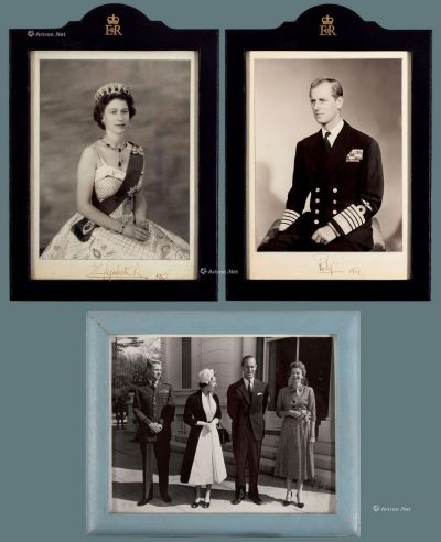 伊丽莎白二世与菲利普亲王赠北约盟军最高司令劳里斯·诺斯塔德照片三张