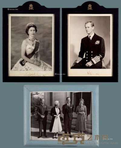 伊丽莎白二世与菲利普亲王赠北约盟军最高司令劳里斯·诺斯塔德照片三张 
