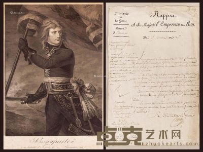 1807年拿破仑批复战争部长费尔特雷公爵克拉克亲笔信函一件 
