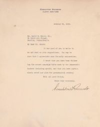 1932年美国32任总统富兰克林·罗斯福签名信函