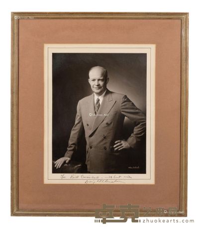 美国总统 五星上将艾森豪威尔亲笔签名照片 