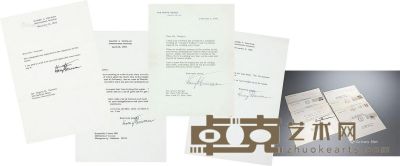 1948-1969年美国总统杜鲁门亲笔签名信函五件及六任总统贺卡七张 
