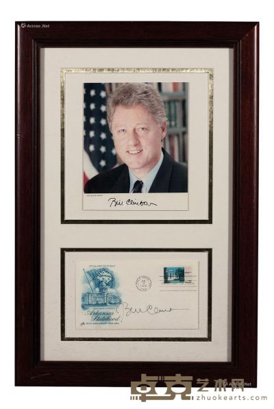 美国42任总统克林顿签名照片 