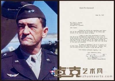 1947年美国空军中将陈纳德签名信函 