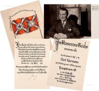 纳粹德国二号人物赫尔曼·戈林签名照片及委任状