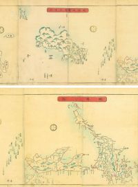 1850年日本绘制古地图卷轴一件
