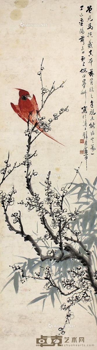 倪田花鸟 121×32cm