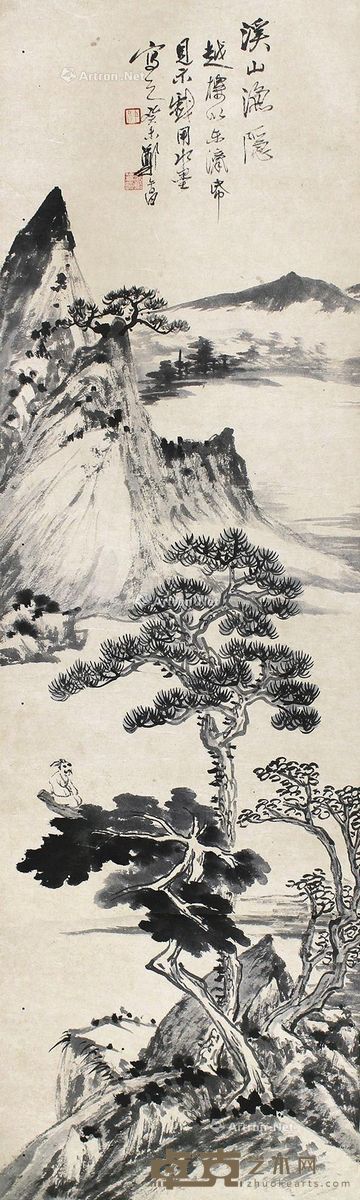 郑午昌山水 92×27cm