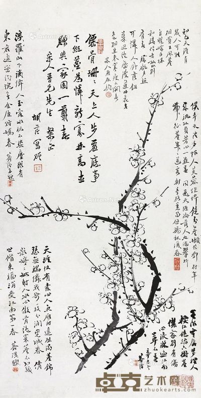 胡石予梅花 67×33cm
